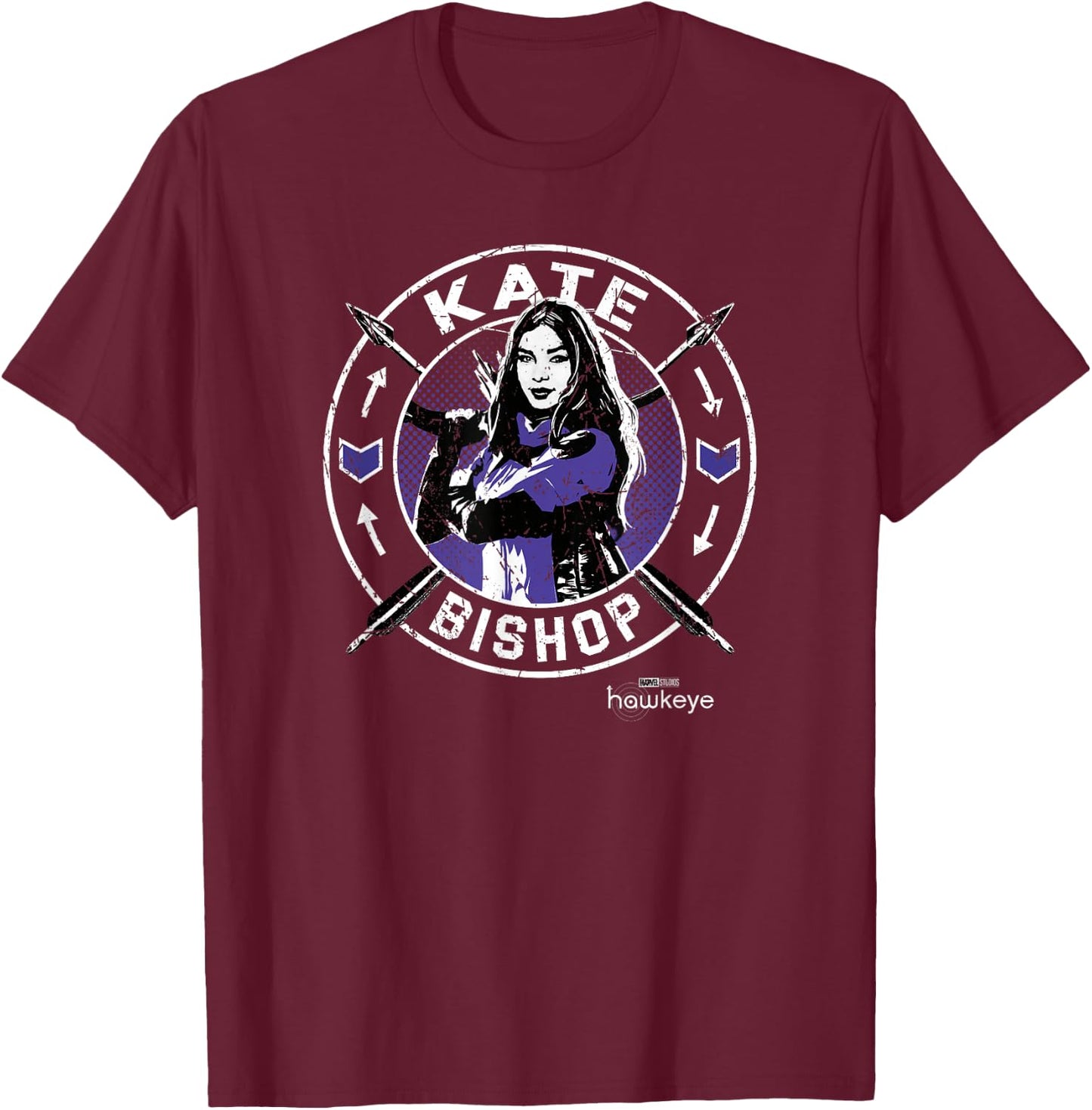 Marvel Hawkeye Kate Bishop Arrow Circle Portrait T-Shirt - T-Shirt | Maroon