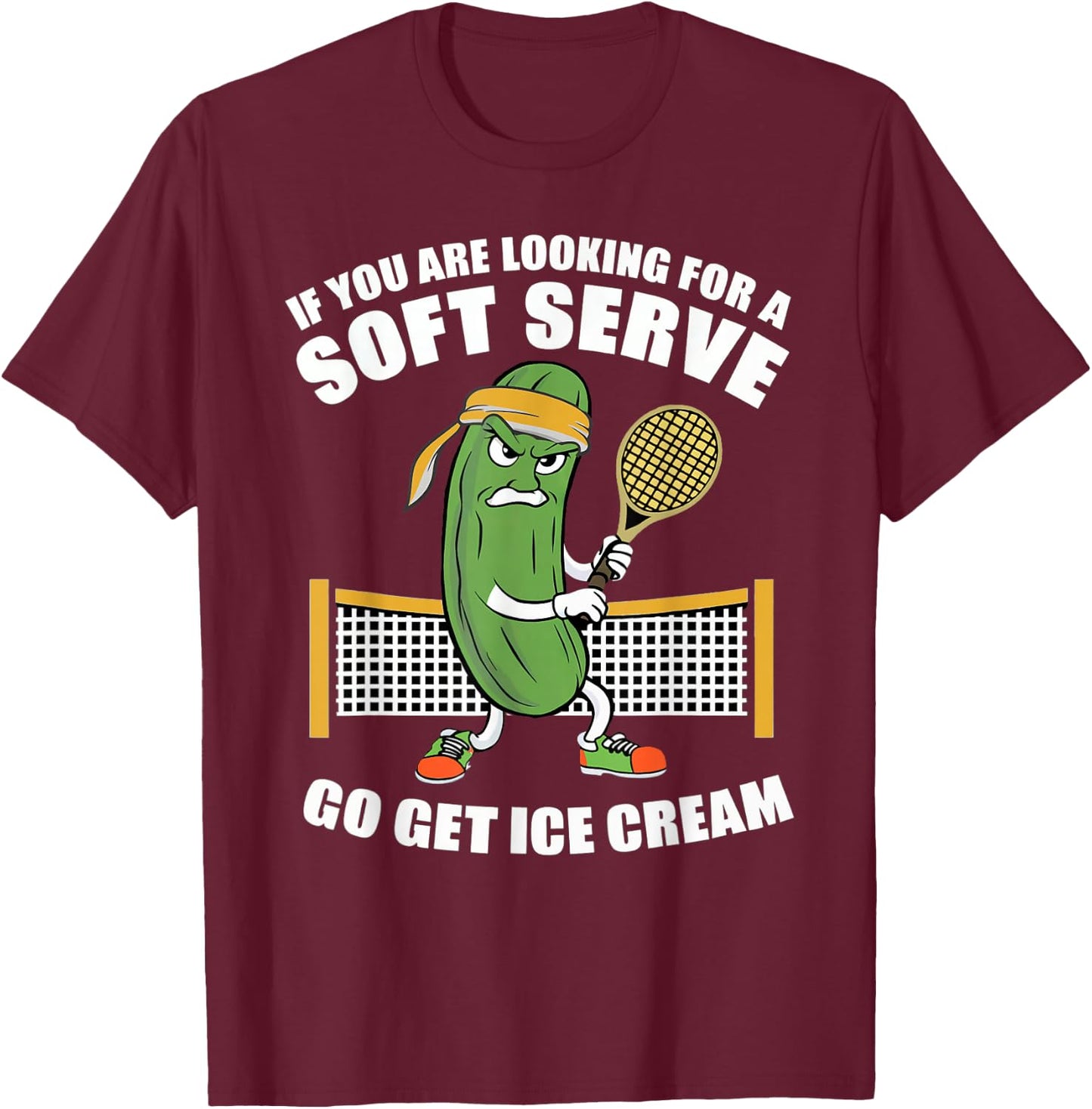 Funny Pickleball Playing Pickle Tennis Soft Serve Ice Cream T-Shirt - T-Shirt | Maroon