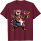 Cat Playing Guitar American Flag 4th Of July Patriotic Women Kids T-Shirt - T-Shirt | Maroon