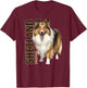 Shetland Sheepdog Watercolor T-Shirt - T-Shirt | Maroon