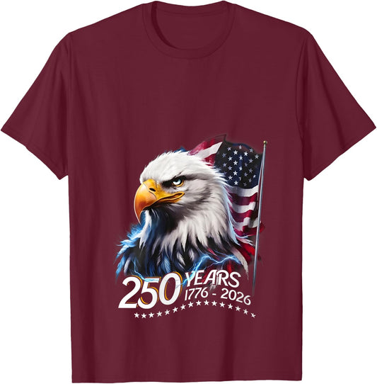 Women's 250 Years American 250th Anniversary Patriotic USA 4th July V-Neck T-Shirt - T-Shirt | Maroon
