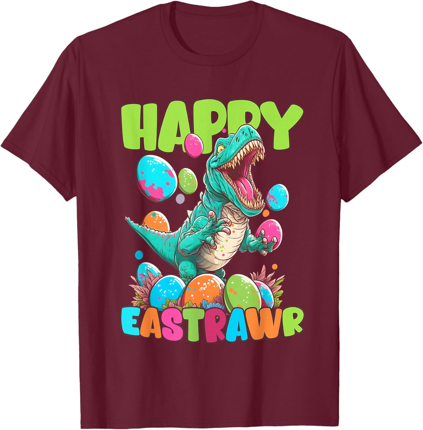 Happy Eastrawr Toddler Boya Kids T-Rex Easter Dinosaur T-Shirt - T-Shirt | Maroon