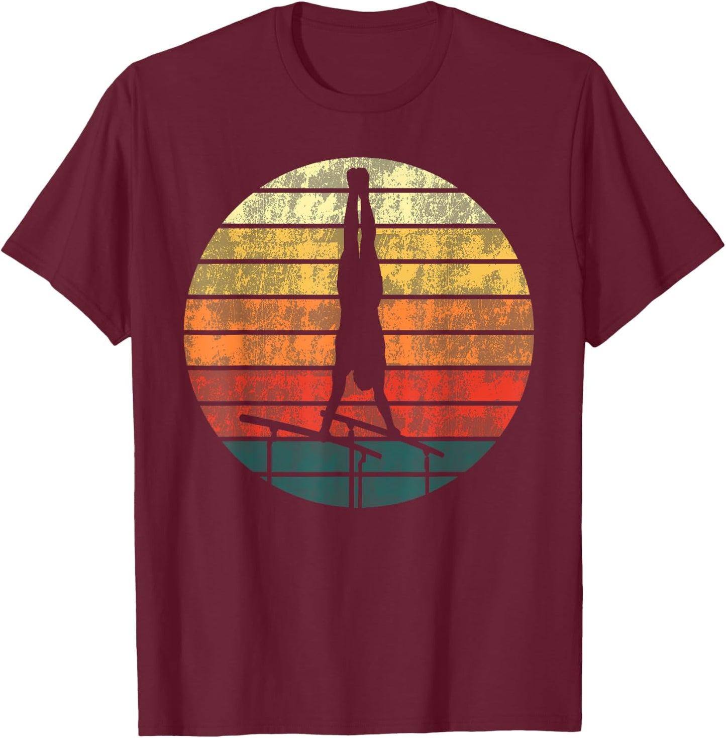 for Art Gymnastics Bars Gymnastics Retro Vintage, black, s T-Shirt - T-Shirt | Maroon