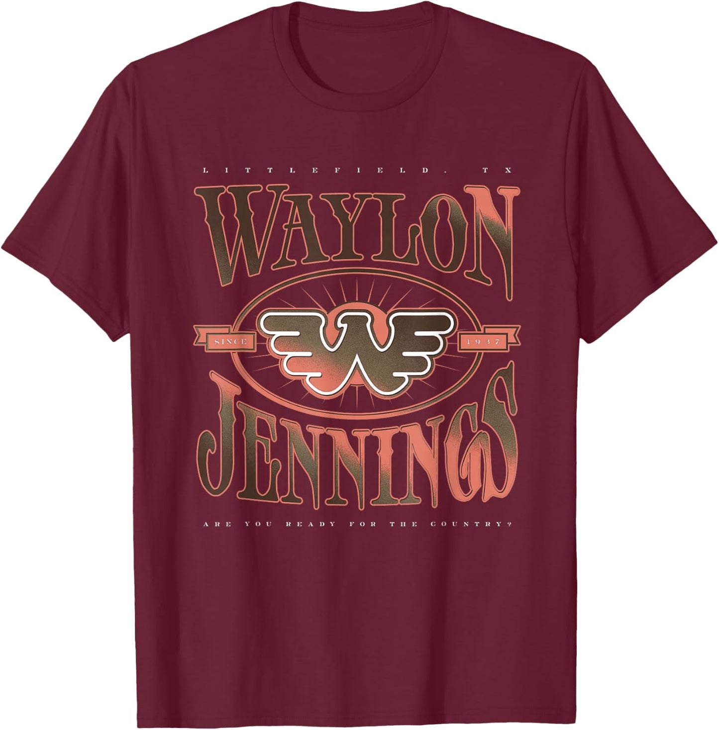 Waylon Jennings Official product - Waylon T-Shirt - T-Shirt | Maroon