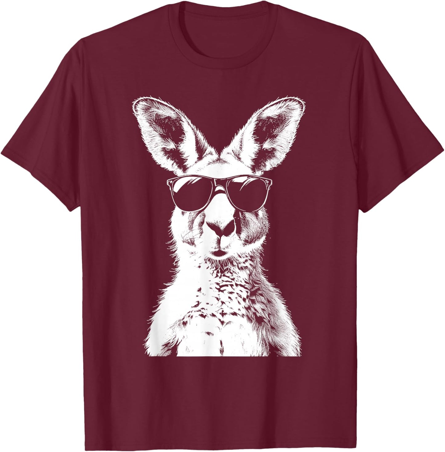 Kangaroo Wearing Sunglasses Funny Animal Australia , black T-Shirt - T-Shirt | Maroon