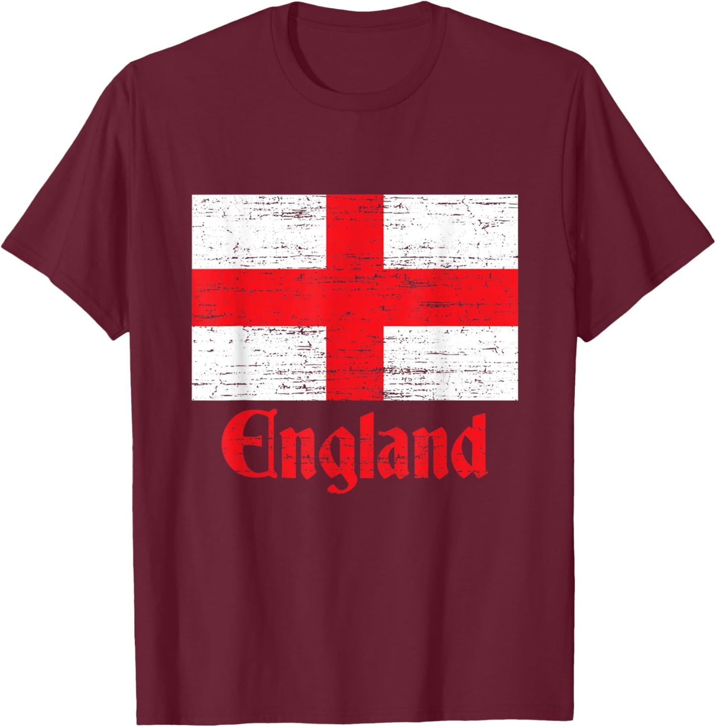 Flag of England, St George's Cross, English T-Shirt - T-Shirt | Maroon