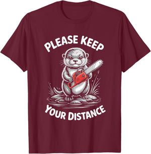 Otter Please Keep your distance Antisocial T-Shirt - T-Shirt | Maroon