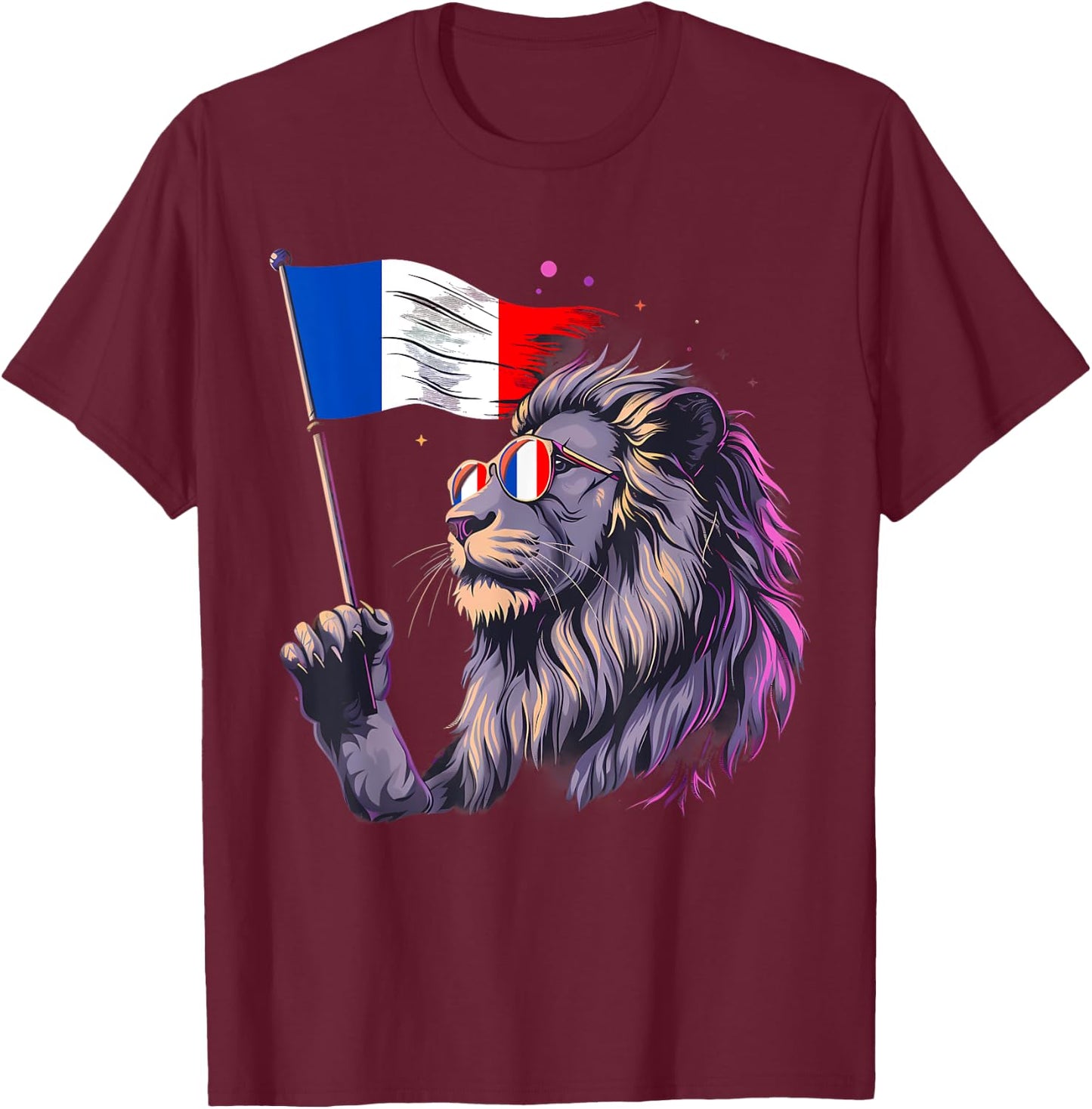Drapeau Français Lion Racines Françaises Fierté Française France T-Shirt - T-Shirt | Maroon