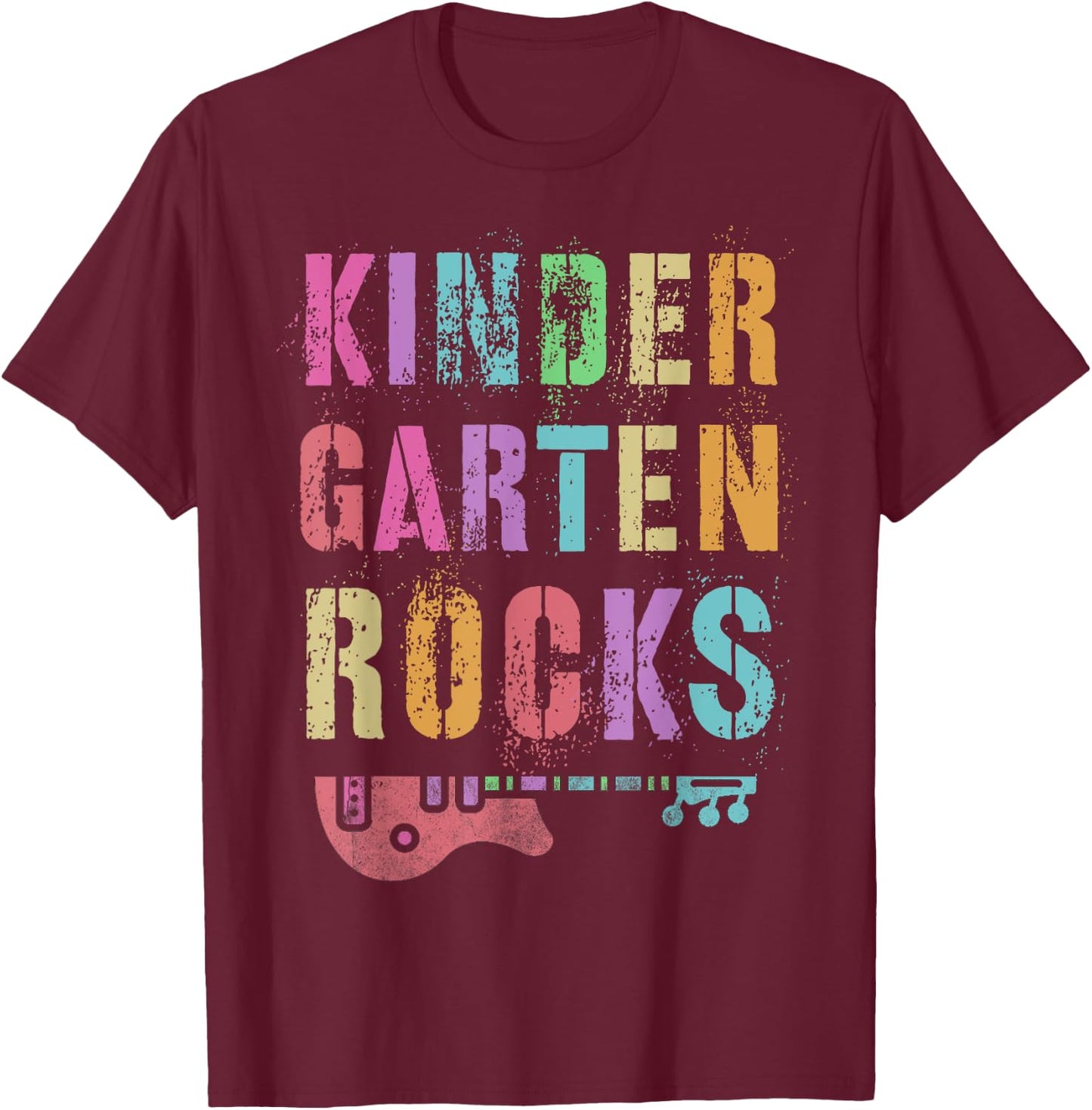 KINDERGARTEN ROCKS Teacher Crew Rock Star Kinder Team T-Shirt - T-Shirt | Maroon