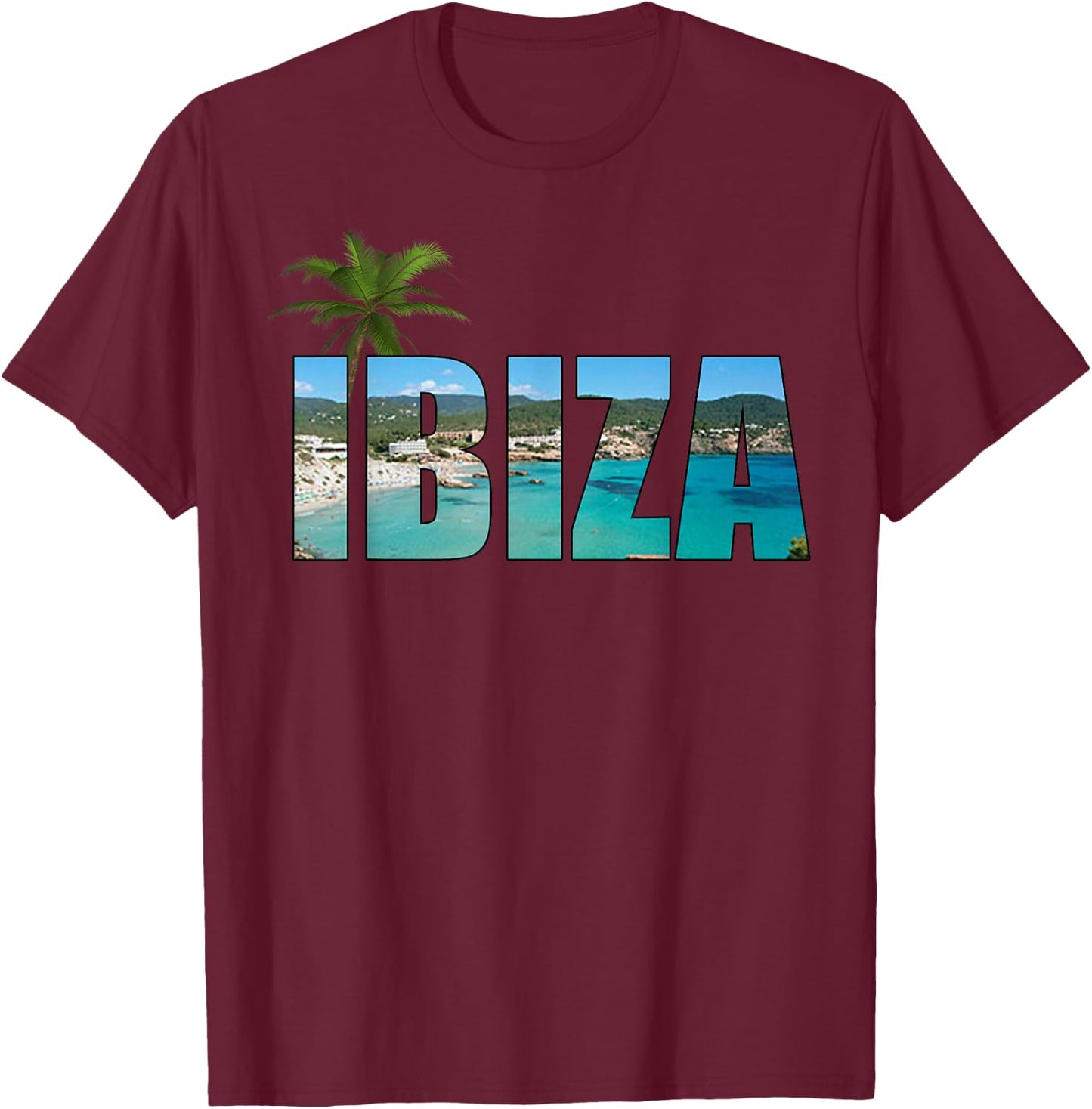 Ibiza Espana Beach Palm Tree Party Destination Gift T-Shirt - T-Shirt | Maroon