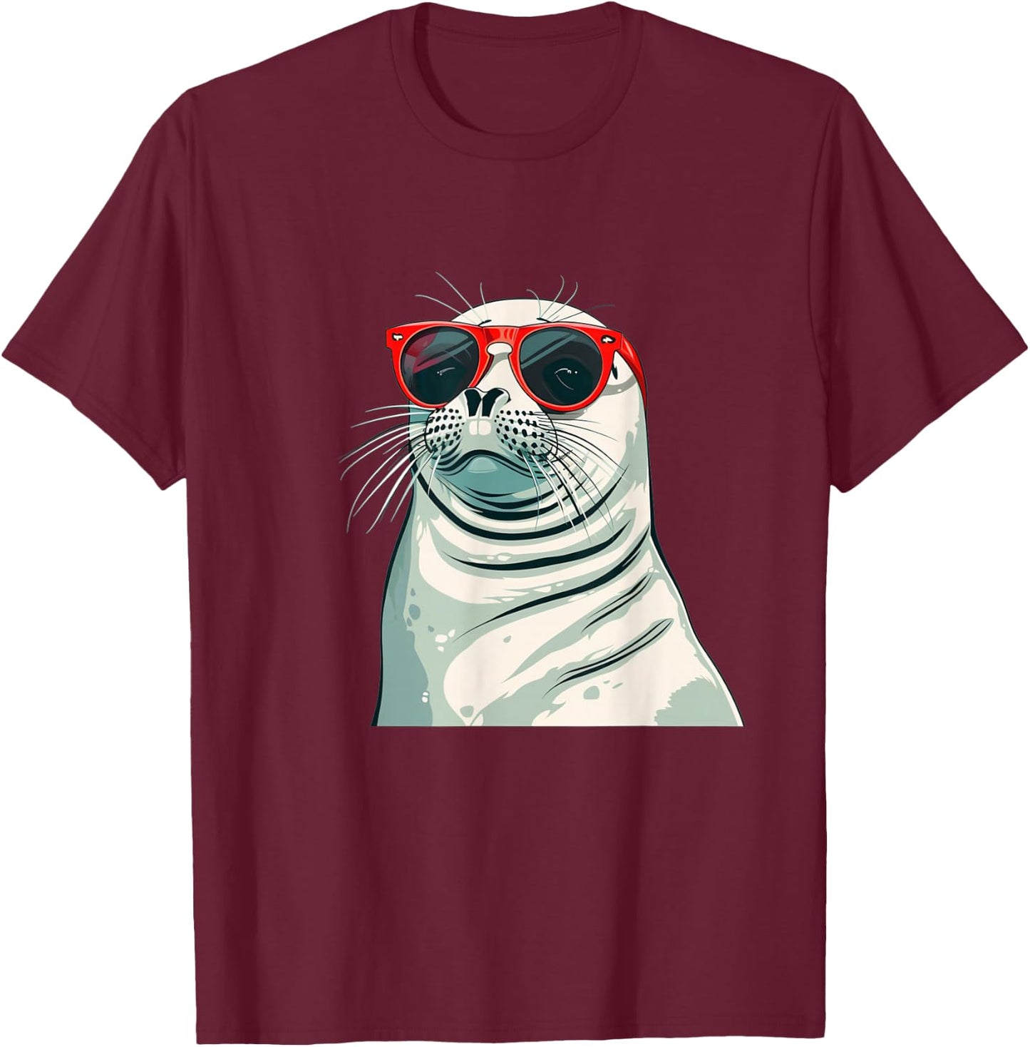 White seal with red sunglasses costume T-Shirt - T-Shirt | Maroon