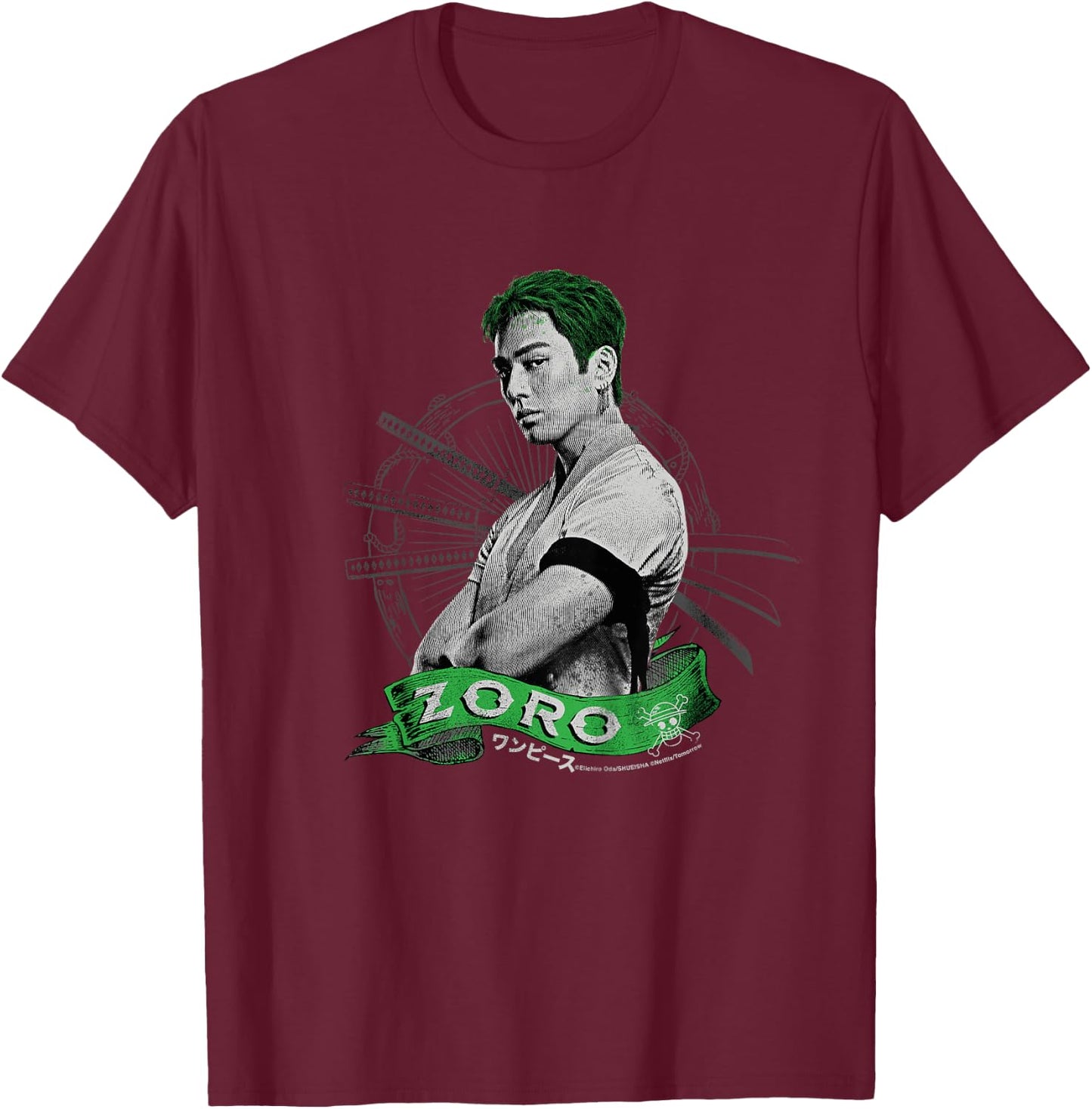 Child Roronoa Zoro Live Action Straw Hat Pirate Hunter for Kids , Black, 2 T-Shirt - T-Shirt | Maroon