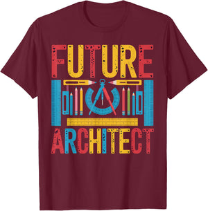 Retro Future Architect Architecture Student Gifts Women Kids T-Shirt - T-Shirt | Maroon