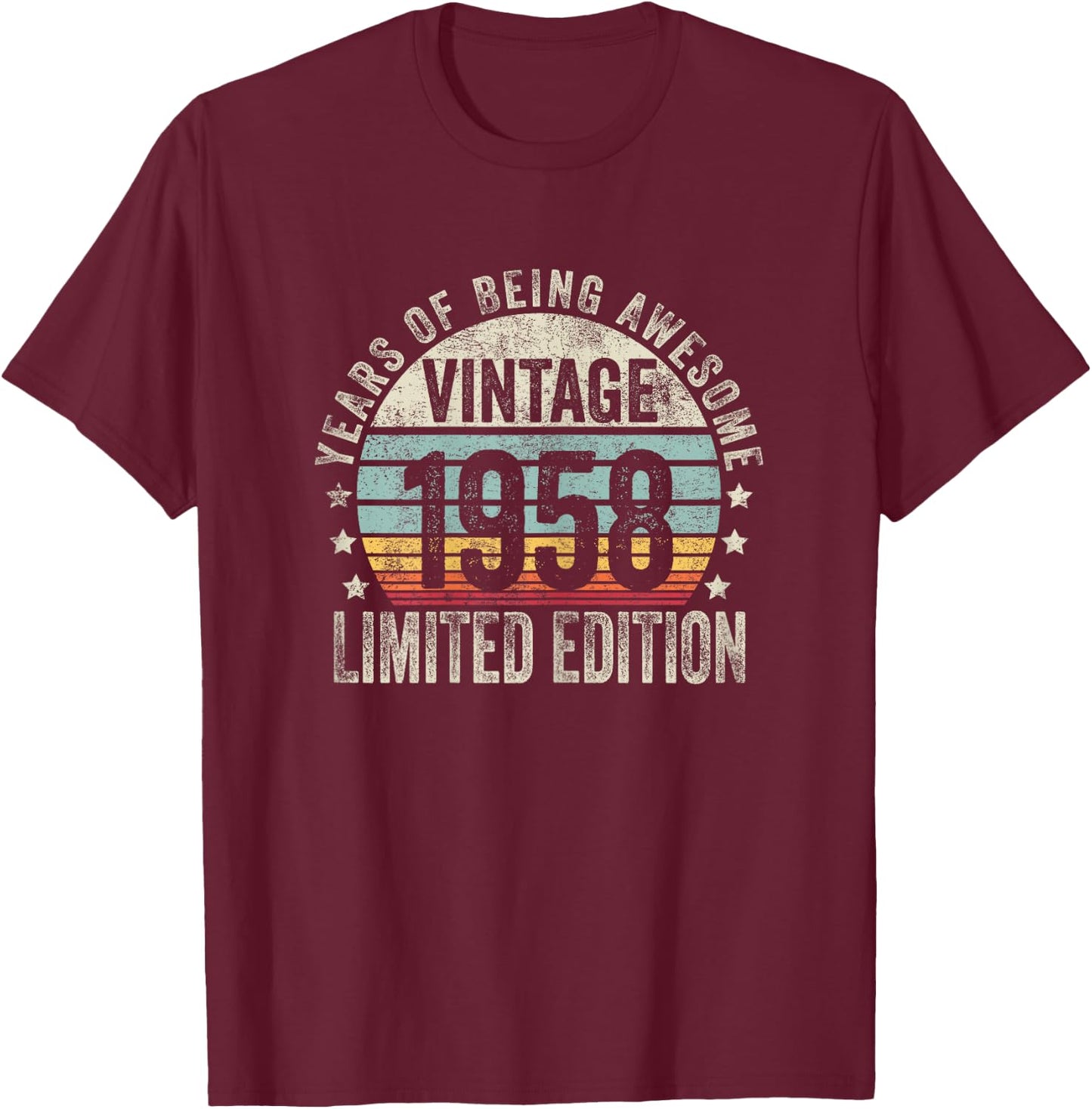 Vintage 1958 T Shirts Retro Funny 1958 Birthday T-Shirt - T-Shirt | Maroon