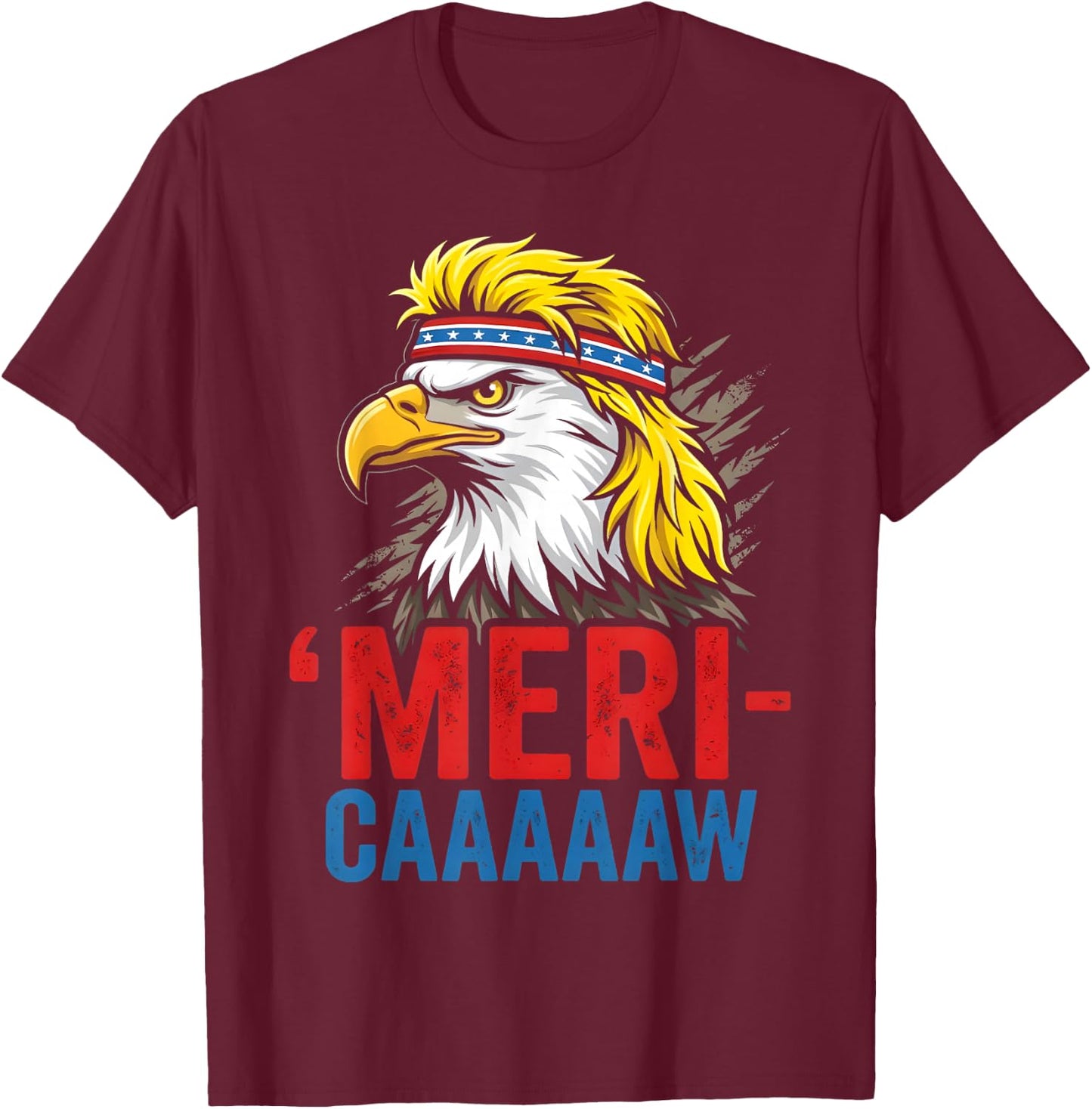 4th of July Eagle Meri-Caw Freedom Patriotic Men Women Kids T-Shirt - T-Shirt | Maroon