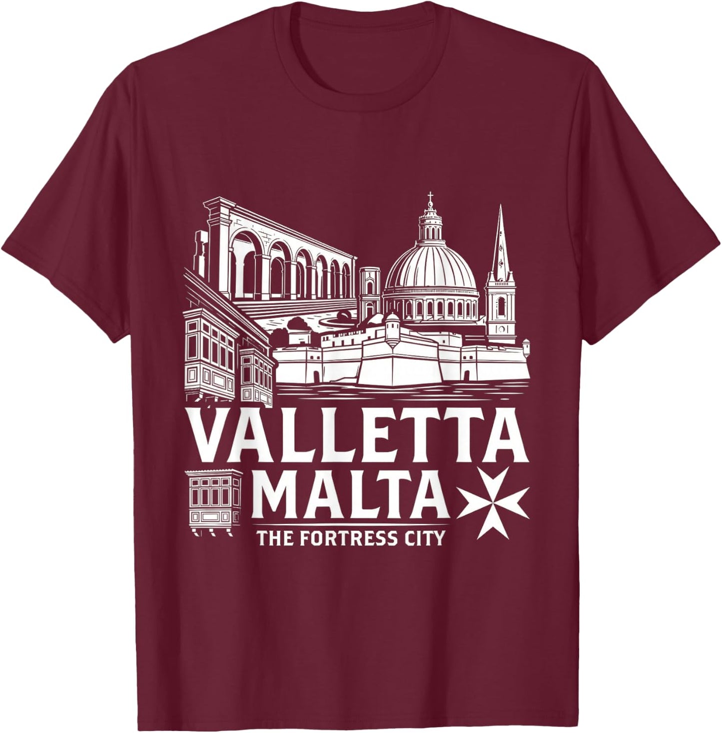 Cadeau Souvenir de Voyage de la Valette Malte T-Shirt - T-Shirt | Maroon