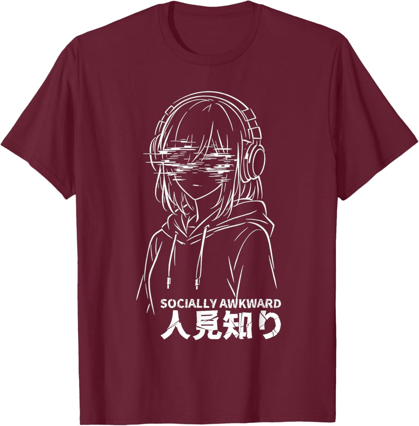 Sozial peinliche antisoziale Anime-Mädchen-Grunge-Emo-Ästhetik T-Shirt - T-Shirt | Maroon