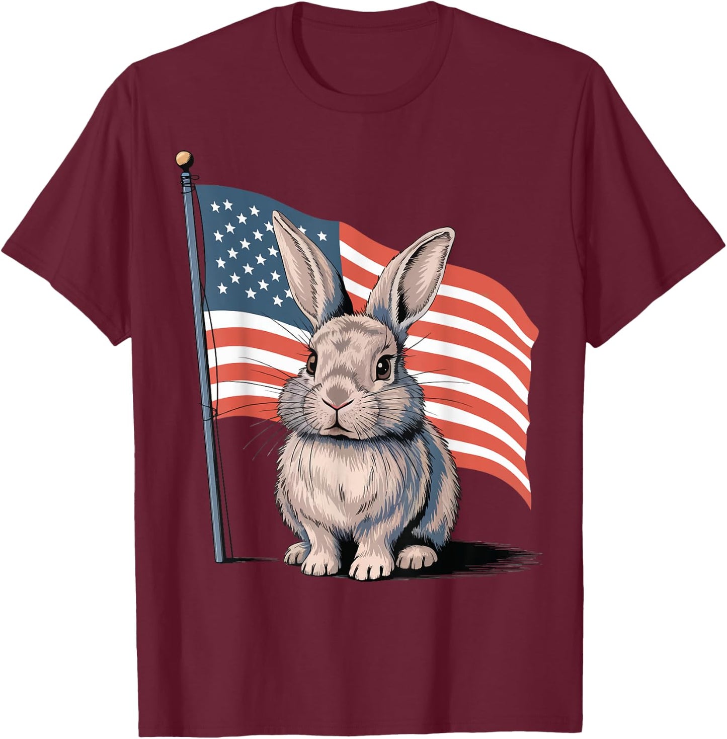 Rabbit USA Flag Easter T-Shirt - T-Shirt | Maroon