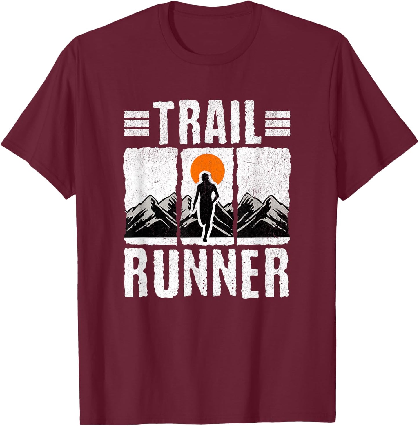 Trail Running Men Runner Mountain Sport T-Shirt - T-Shirt | Maroon