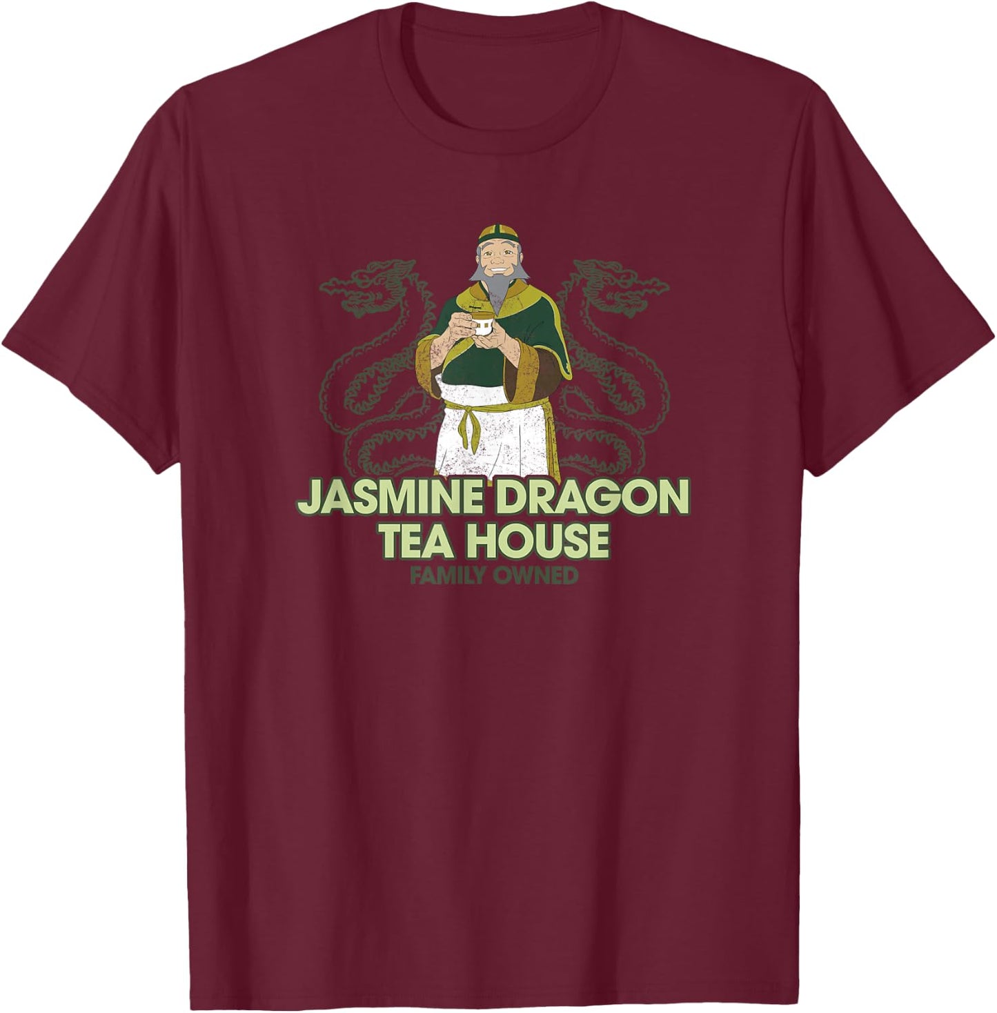 Avatar: The Last Airbender Jasmine Dragon Tea House Portrait T-Shirt - T-Shirt | Maroon