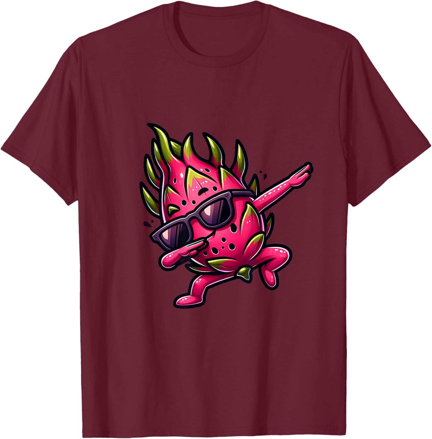 Dab Fruit Dancing Dabbing Dragon Fruit Meme T-Shirt - T-Shirt | Maroon