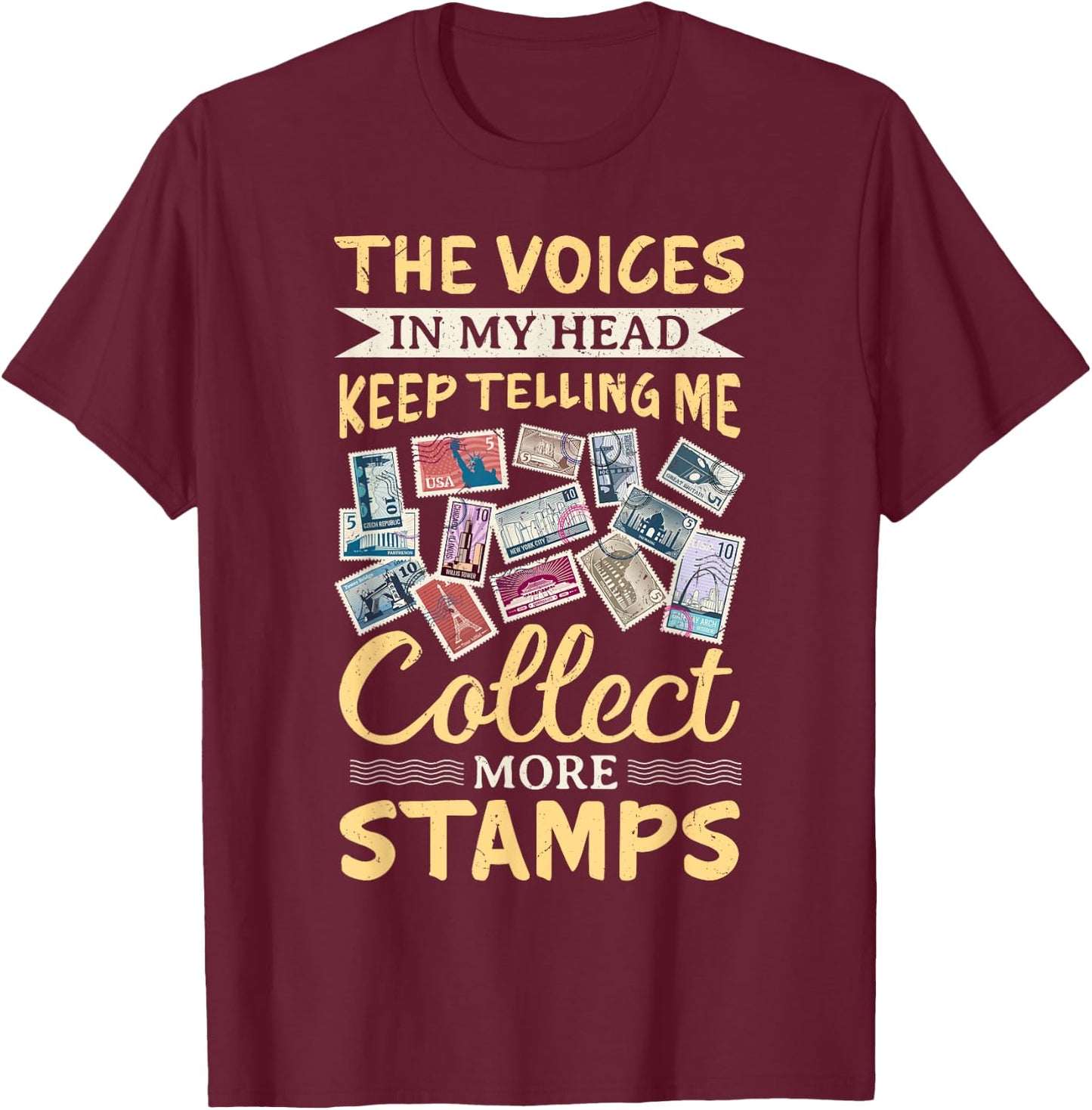 Stamp Collecting Passion Postage Stamp Collection Philately T-Shirt - T-Shirt | Maroon