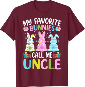 Uncle Bunny My Favorite Bunnies Call Me Uncle Easter T-Shirt - T-Shirt | Maroon