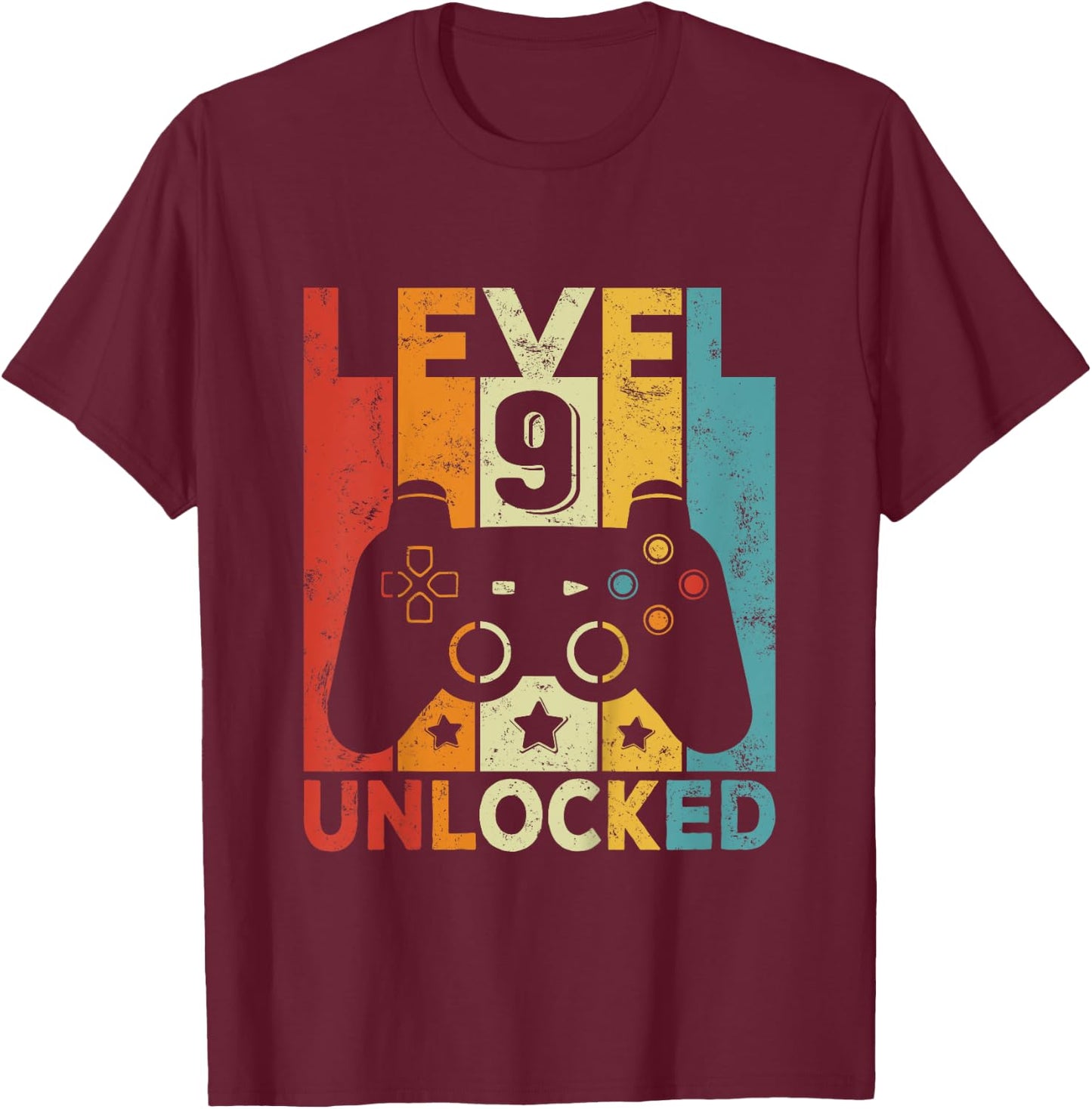 Enfant 9 Anniversaire Garçon Fille 9 Ans Jeu Manette Gamer T-Shirt - T-Shirt | Maroon