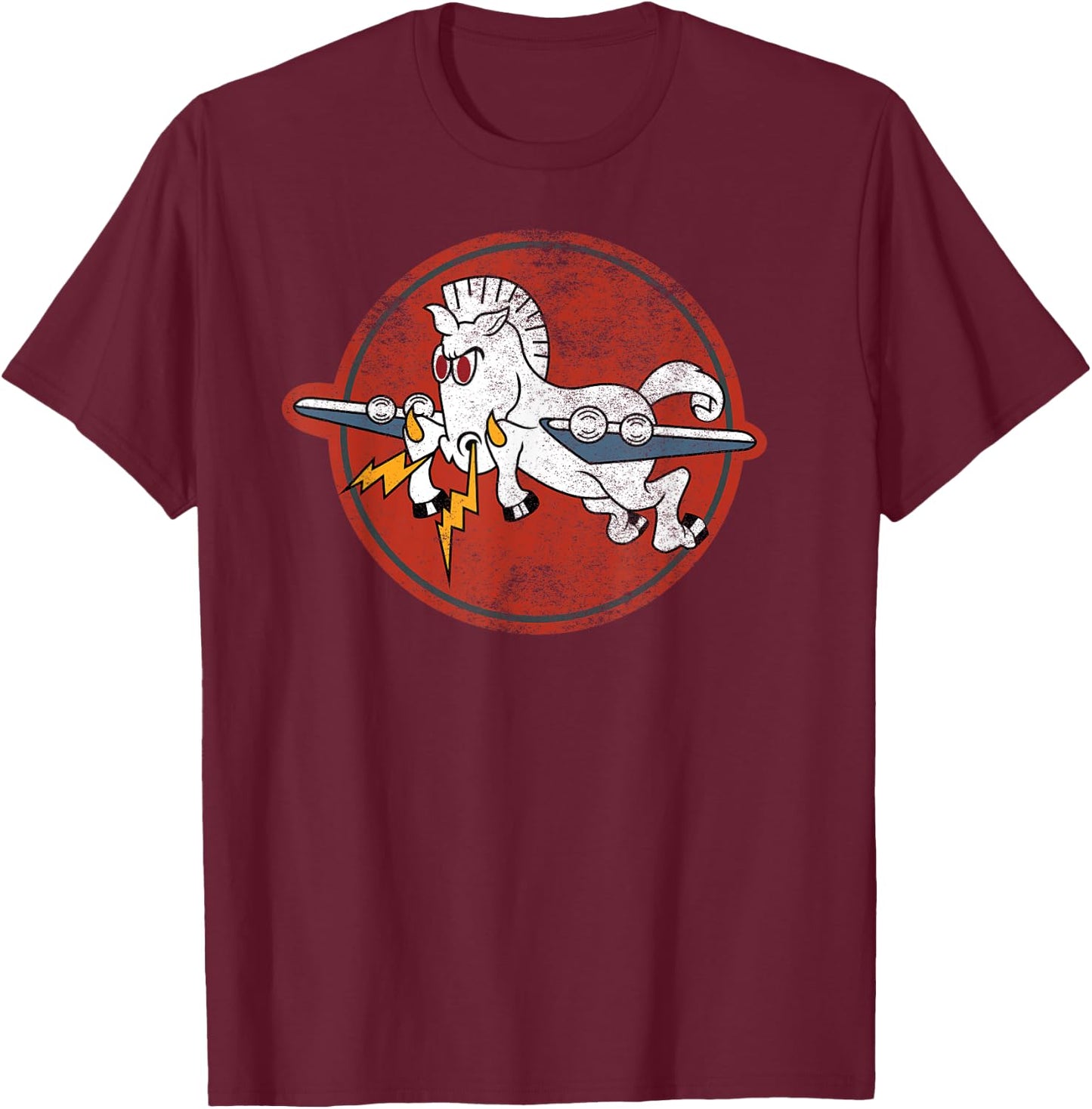 WW2 532 Bomb Training Squadron Bomber Patch Horse Military T-Shirt - T-Shirt | Maroon