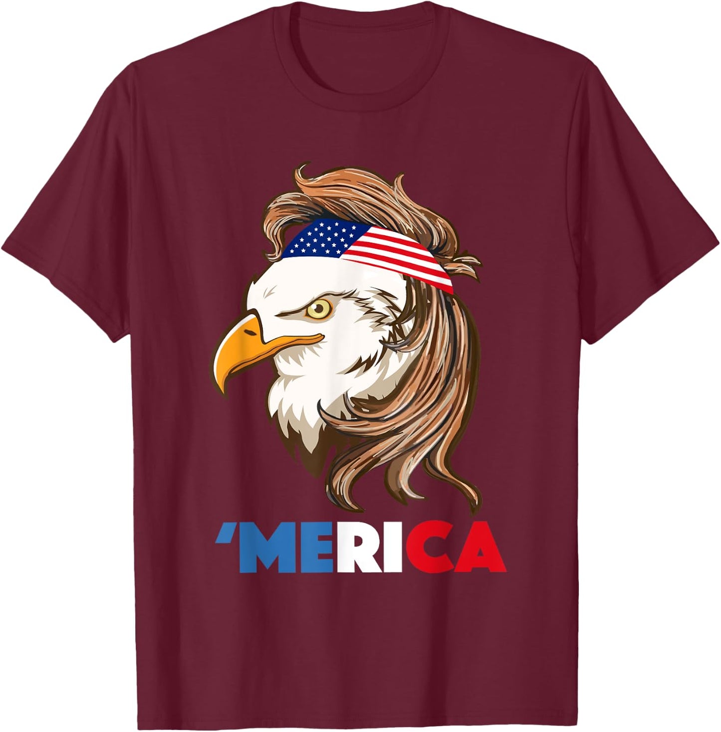 Bald Eagle Mullet 4th of July Gifts American Flag Merica USA Kids Men T-Shirt - T-Shirt | Maroon