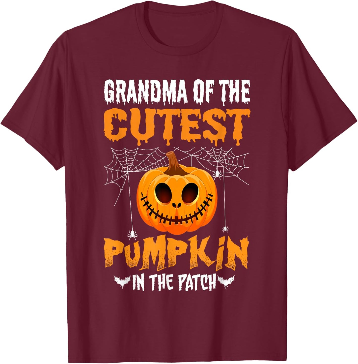 Grandma of The Cutest Pumpkin in The Patch Halloween T-Shirt - T-Shirt | Maroon