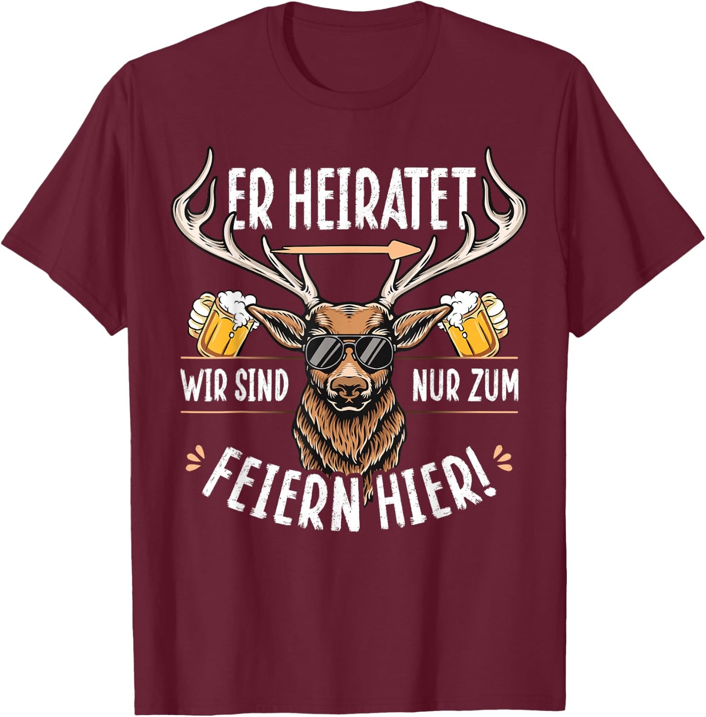 JGA Männer Polterabend Tracht Junggesellenabschied T-Shirt - T-Shirt | Maroon