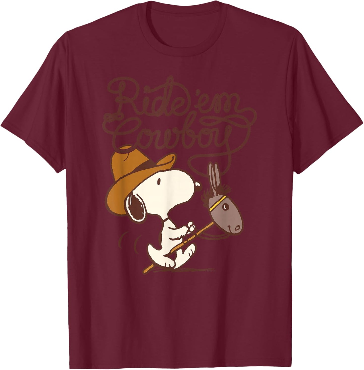 Peanuts - Ride Em Cowboy , black T-Shirt - T-Shirt | Maroon