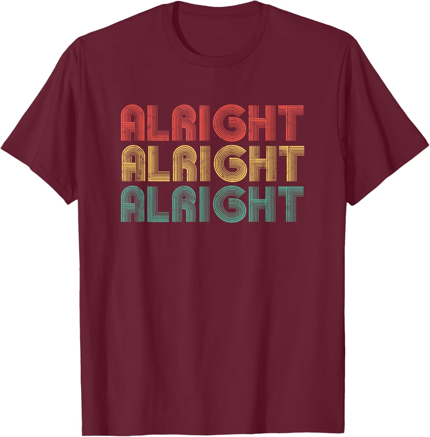 Alright Retro 70's Vintage Classique Seventies T-Shirt - T-Shirt | Maroon