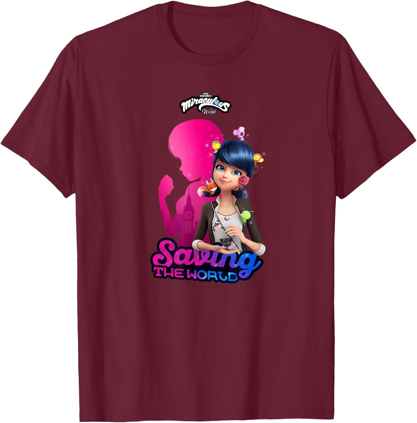 Miraculous Ladybug London Chronobug Saving The world T-Shirt - T-Shirt | Maroon