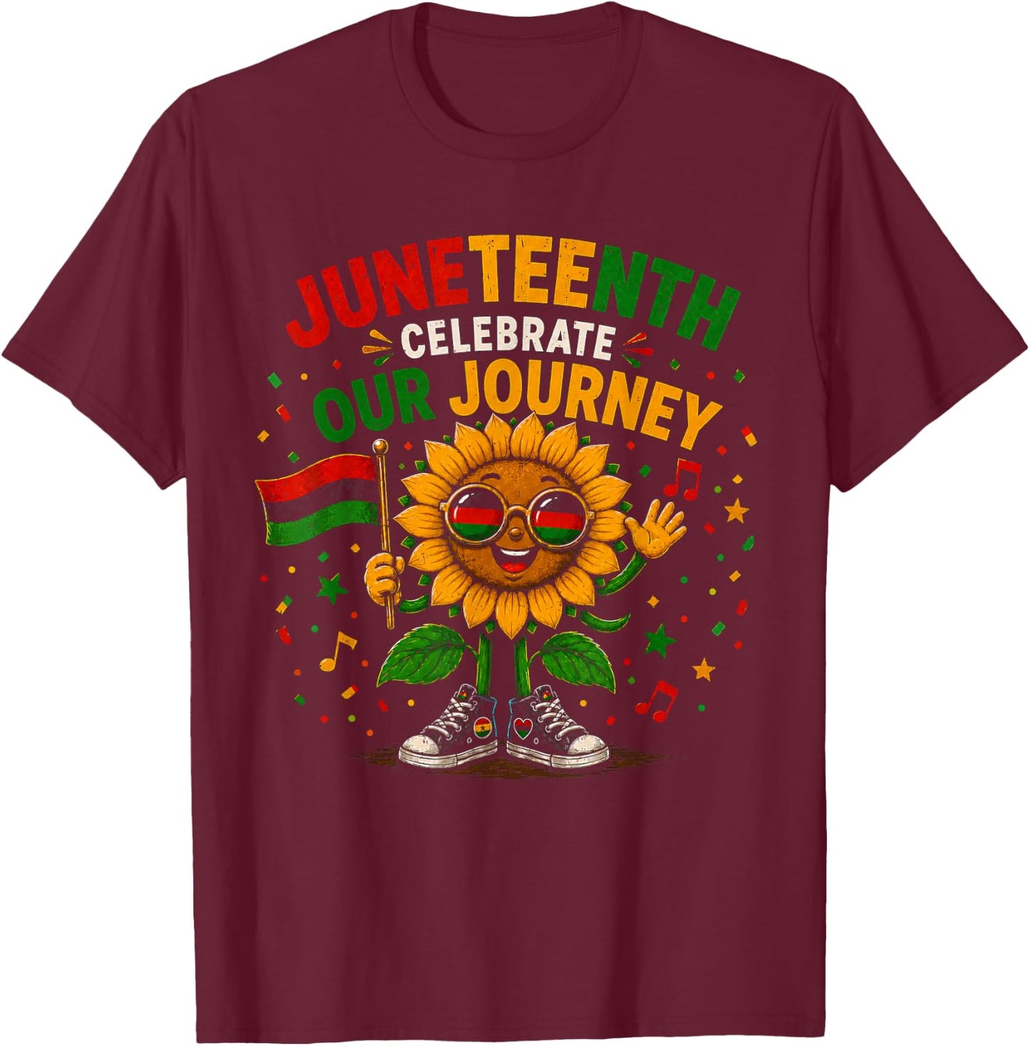Juneteenth Celebrate Our Journey Black History T-Shirt - T-Shirt | Maroon