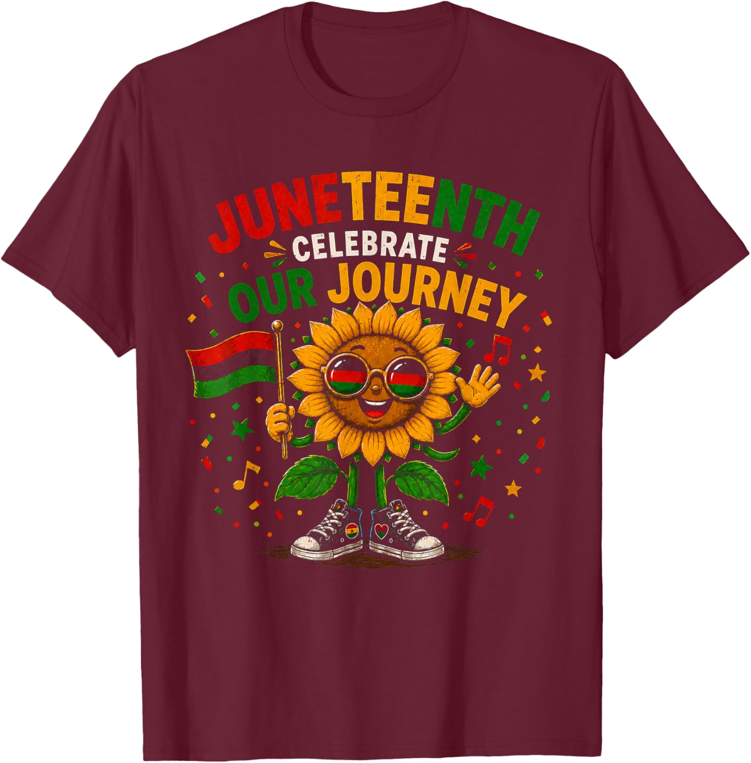 Juneteenth Celebrate Our Journey Black History T-Shirt - T-Shirt | Maroon
