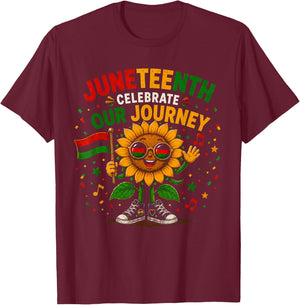 Juneteenth Celebrate Our Journey Black History T-Shirt - T-Shirt | Maroon