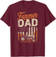 Farmer Dad Tractor and American Flag Fathers Farming T-Shirt - T-Shirt | Maroon