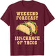 Weekend Forecast 100 Percent Chance Of Tacos Funny Tacos T-Shirt - T-Shirt | Maroon