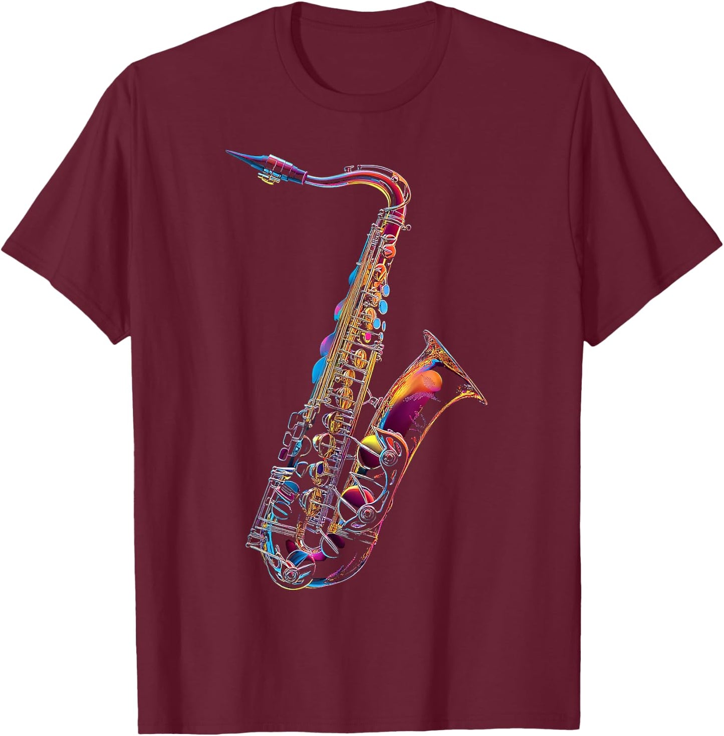 Saxophone Music Instrument Motif Illustration Saxophone T-Shirt - T-Shirt | Maroon