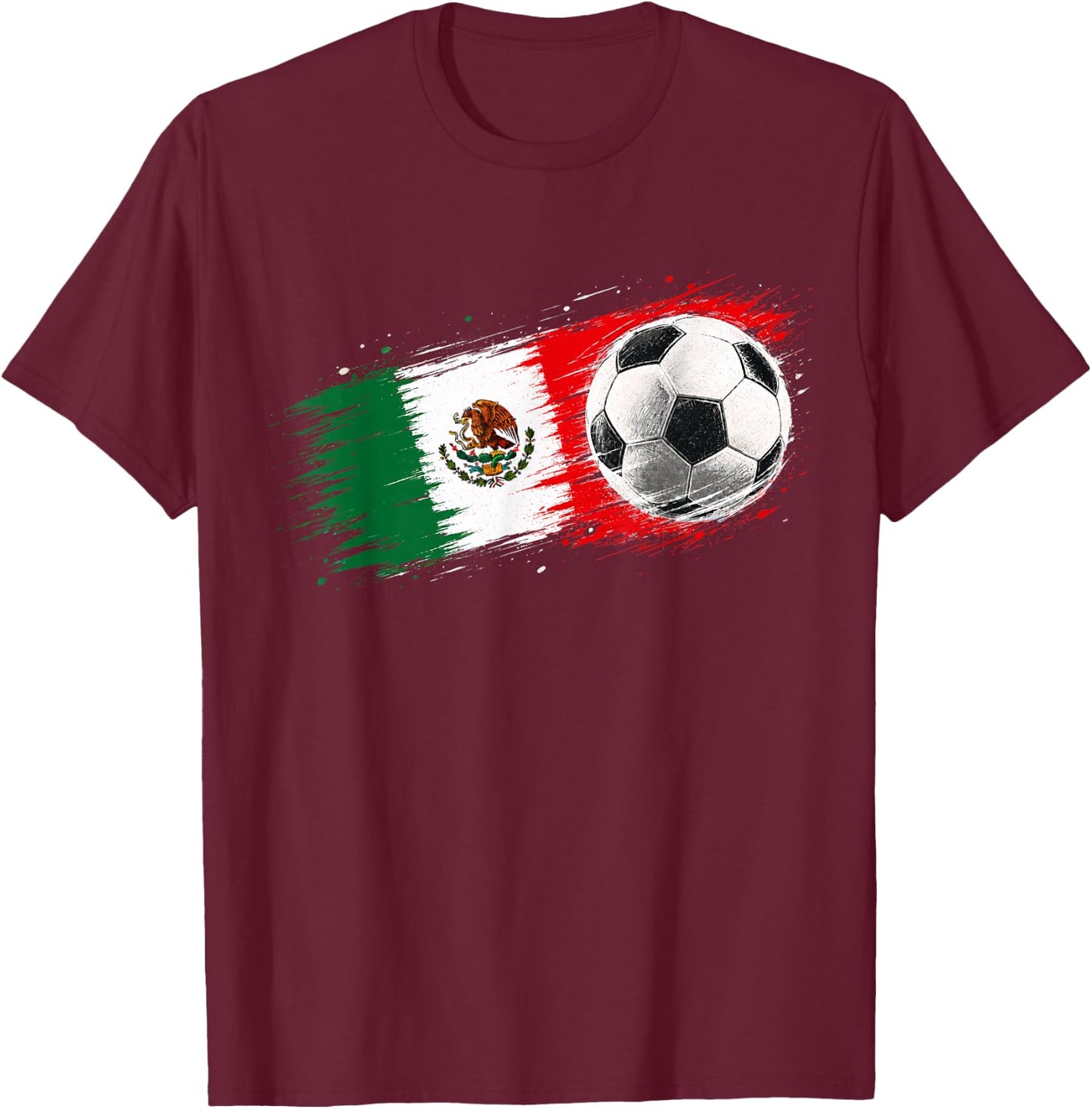 Mexico Soccer Ball Mexico Flag T-Shirt - T-Shirt | Maroon