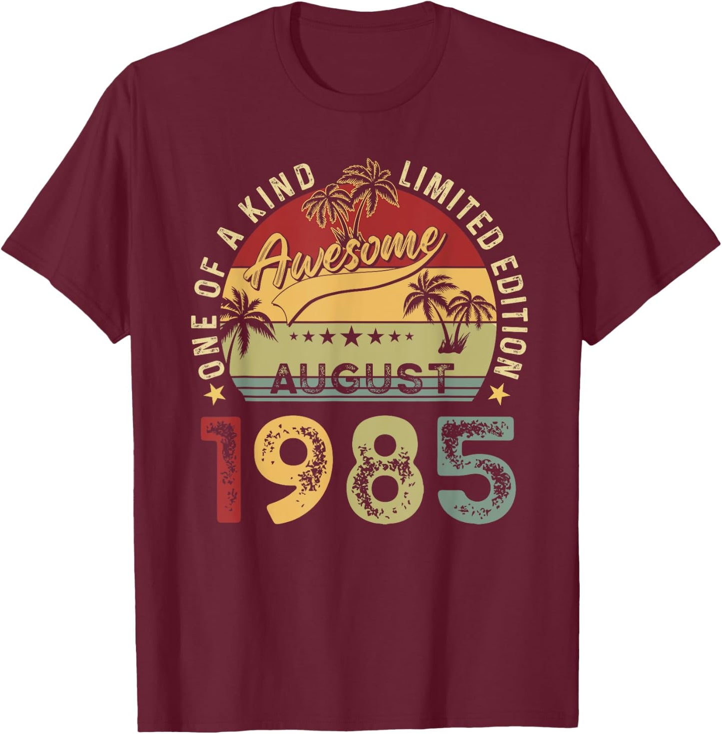 Awesome Since August 1985 Vintage Birthday Gift Men Women T-Shirt - T-Shirt | Maroon