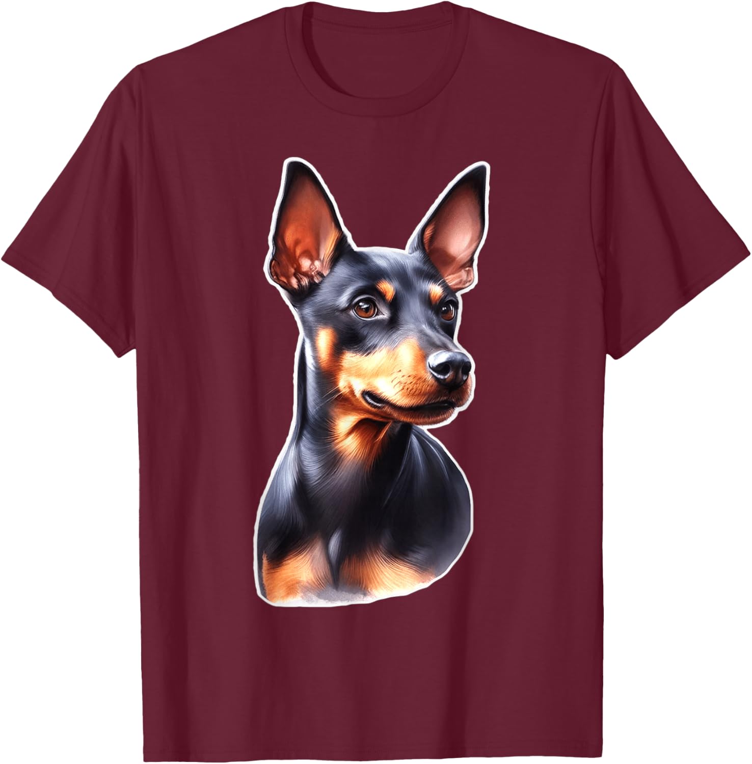 Urban Empyre Manchester Terrier Dog , Black, Small, -Adults/Kids, Short Sleeve T-Shirt - T-Shirt | Maroon