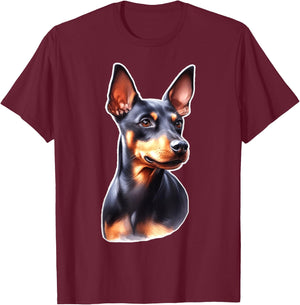 Urban Empyre Manchester Terrier Dog , Black, Small, -Adults/Kids, Short Sleeve T-Shirt - T-Shirt | Maroon