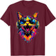 Cat Sunglasses Helmet Colorful Rainbow Cats , Black, S T-Shirt - T-Shirt | Maroon