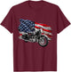 Cool Motorcycle Distressed USA American Flag Apparel T-Shirt - T-Shirt | Maroon