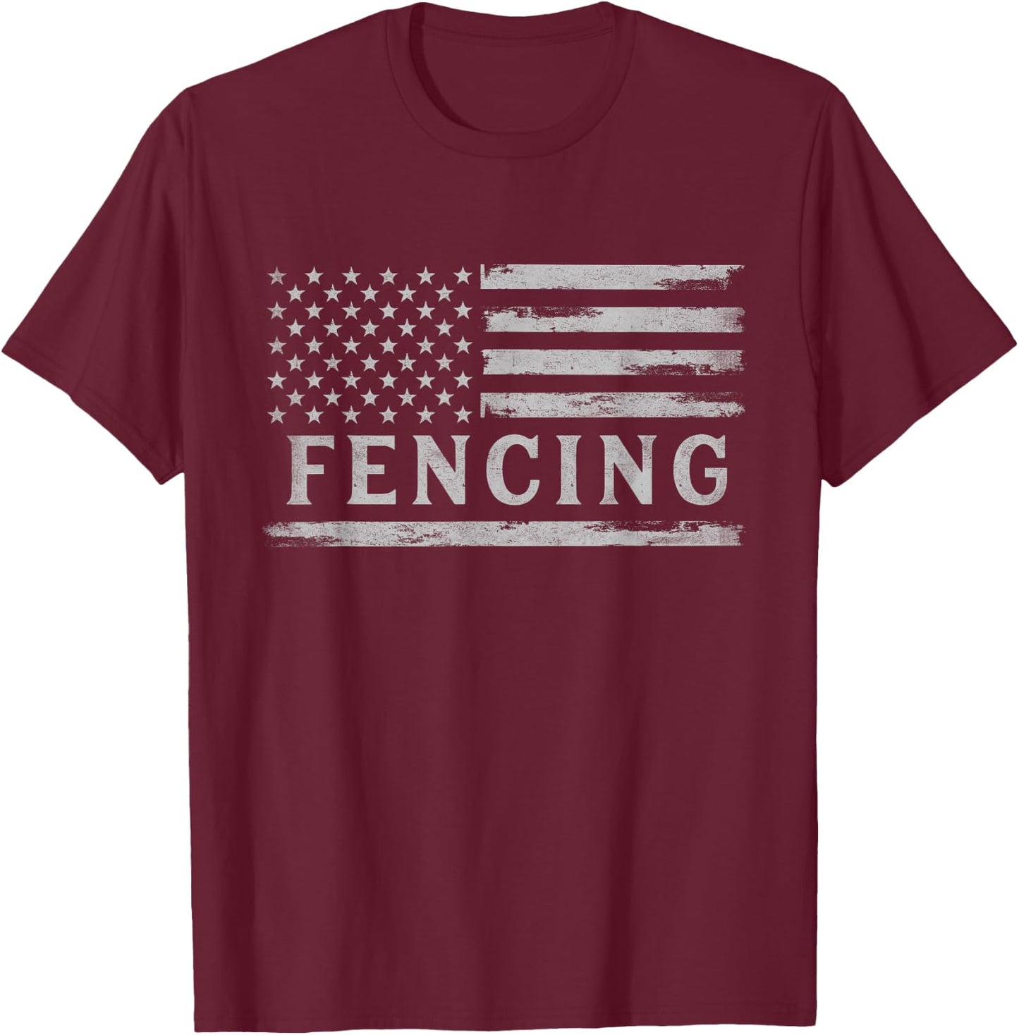Fencing Grey Vintage USA Flag Fencer Coach T-Shirt - T-Shirt | Maroon