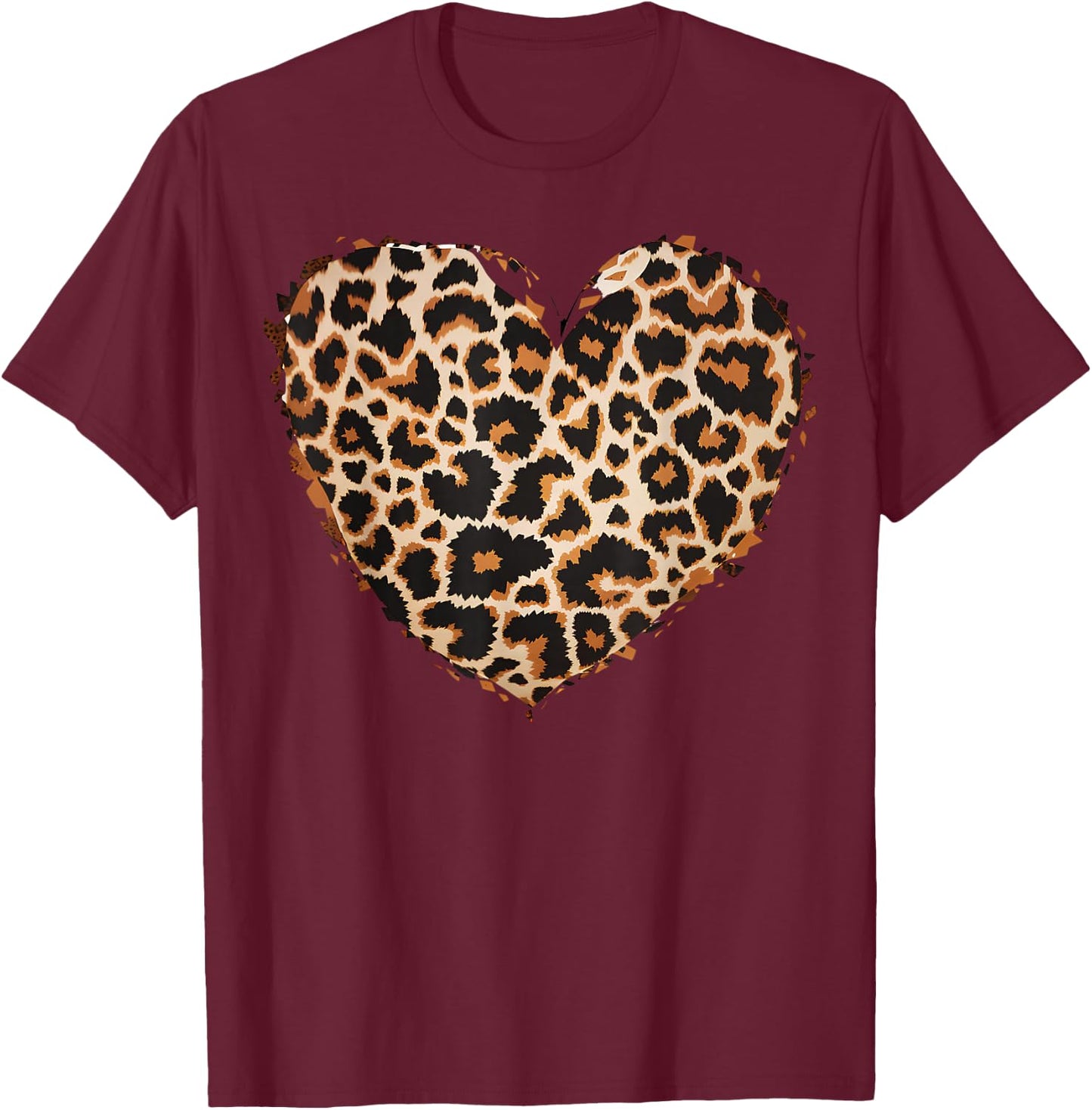 Cheetah Leopard Heart Girls Animal Print , black T-Shirt - T-Shirt | Maroon