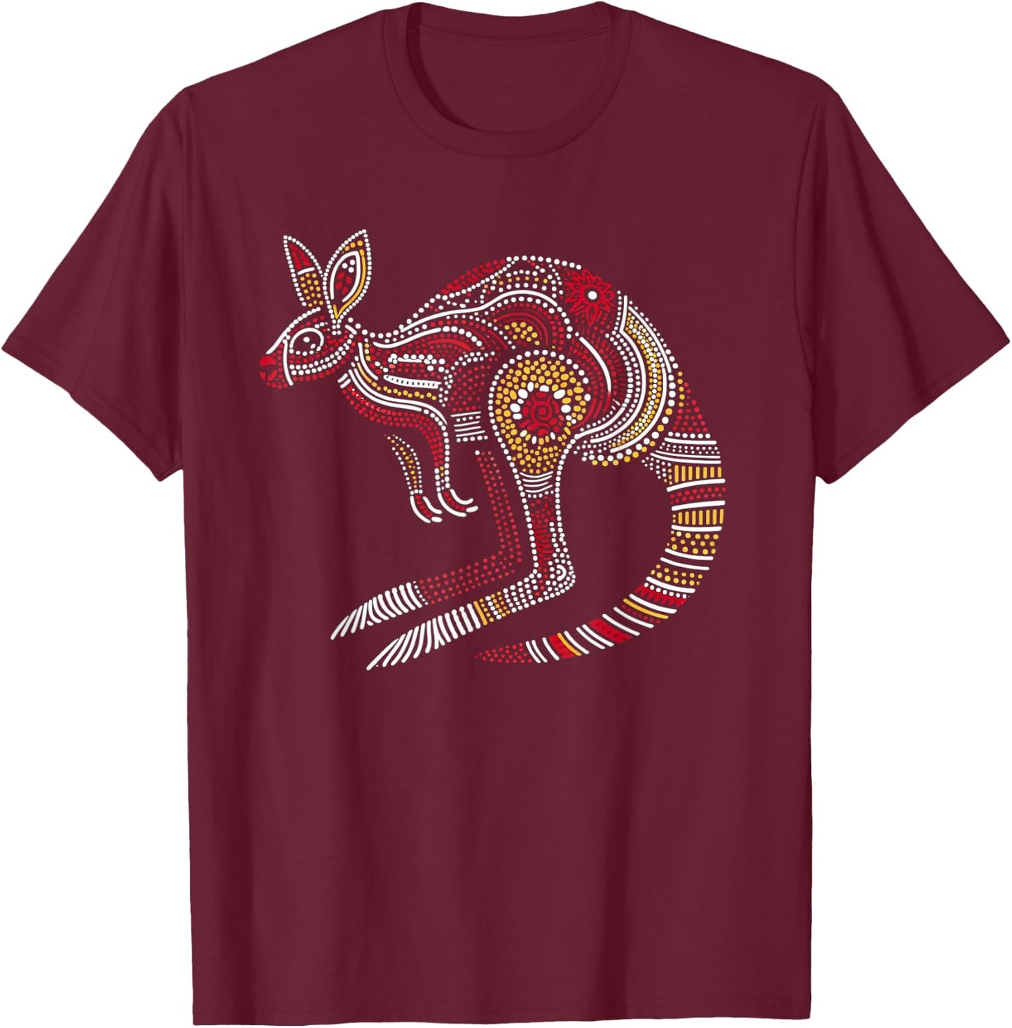 Australian Aboriginal Kangaroo Funny Australia Animal Lover T-Shirt - T-Shirt | Maroon